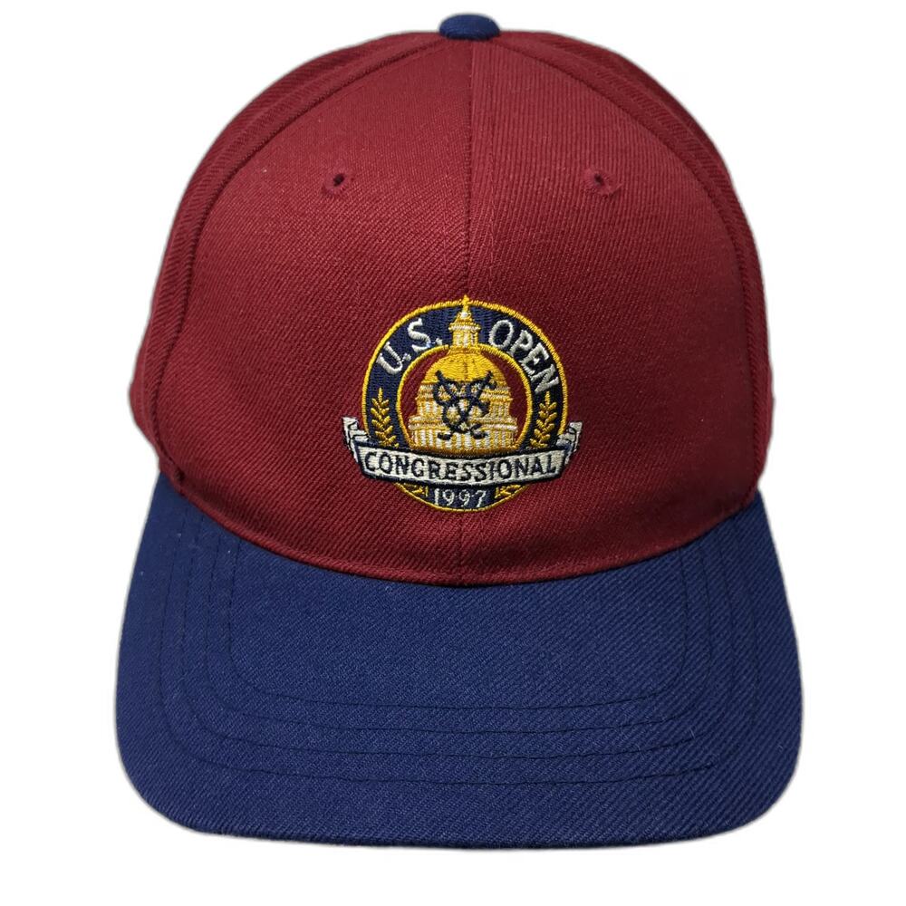 Imperial Headwear Baseball Cap Red 7 3/8 1997 U.S. Open Congressional Golf Hat